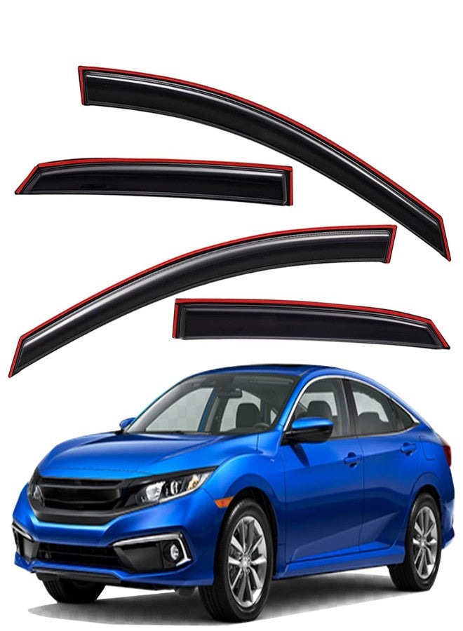 Lightronic واقي نافذة تهوية السيارة لايترونيك فائق المتانة، يُثبّت داخل قناة التهوية، يناسب سيارات هوندا سيفيك سيدان موديلات 2016-2021، واقي من المطر والأشعة فوق البنفسجية، عاكس هواء أصلي، سهل التركيب بدون حفر، لون دخاني داكن، 4 قطع - Image 1